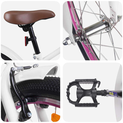 Kids Bike 22 Inches for 7-12 Years Old White