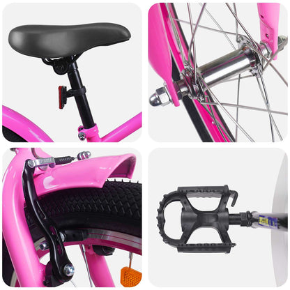 Kids Bike 18 Inches for 5-7 Years Old Dark Pink