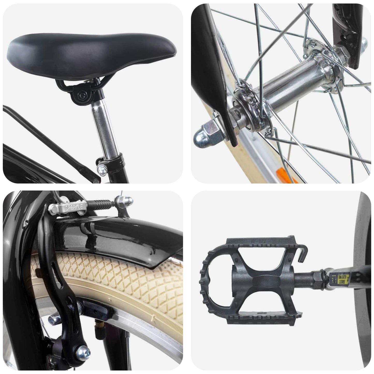 Kids Bike 24 Inches for 8-12 Years Old Black