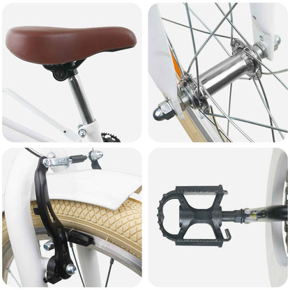 Kids Bike 24 Inches for 8-12 Years Old White