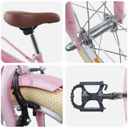 Kids Bike 24 Inches for 8-12 Years Old Light Pink