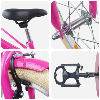Kids Bike 24 Inches for 8-12 Years Old Dark Pink