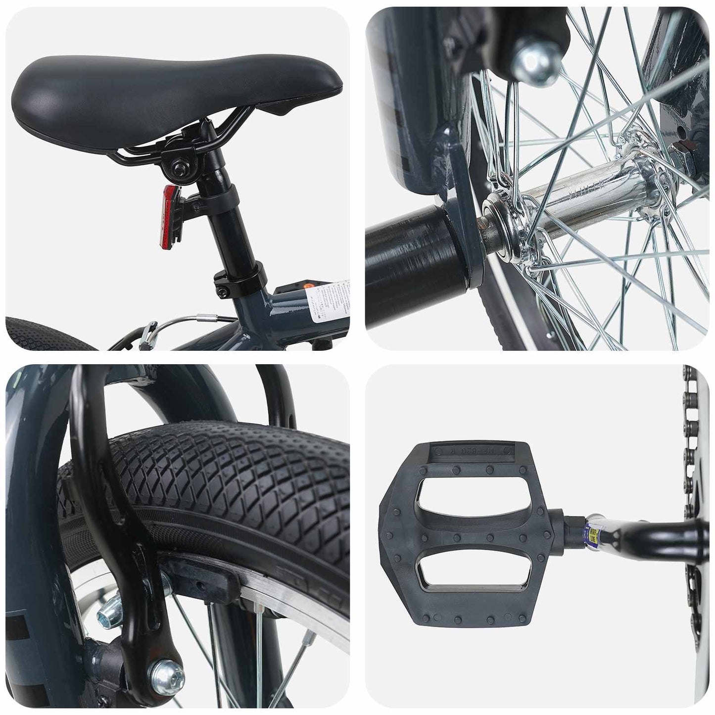 BMX Bike 16 Inches for 5-8 Years Old Dark Grey