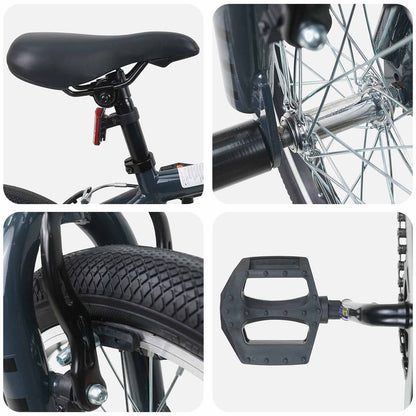 BMX Bike 16 Inches for 5-8 Years Old Dark Grey