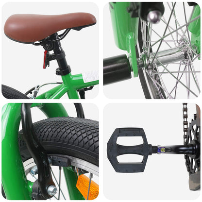 BMX Bike 18 Inches for 7-10 Years Old Green