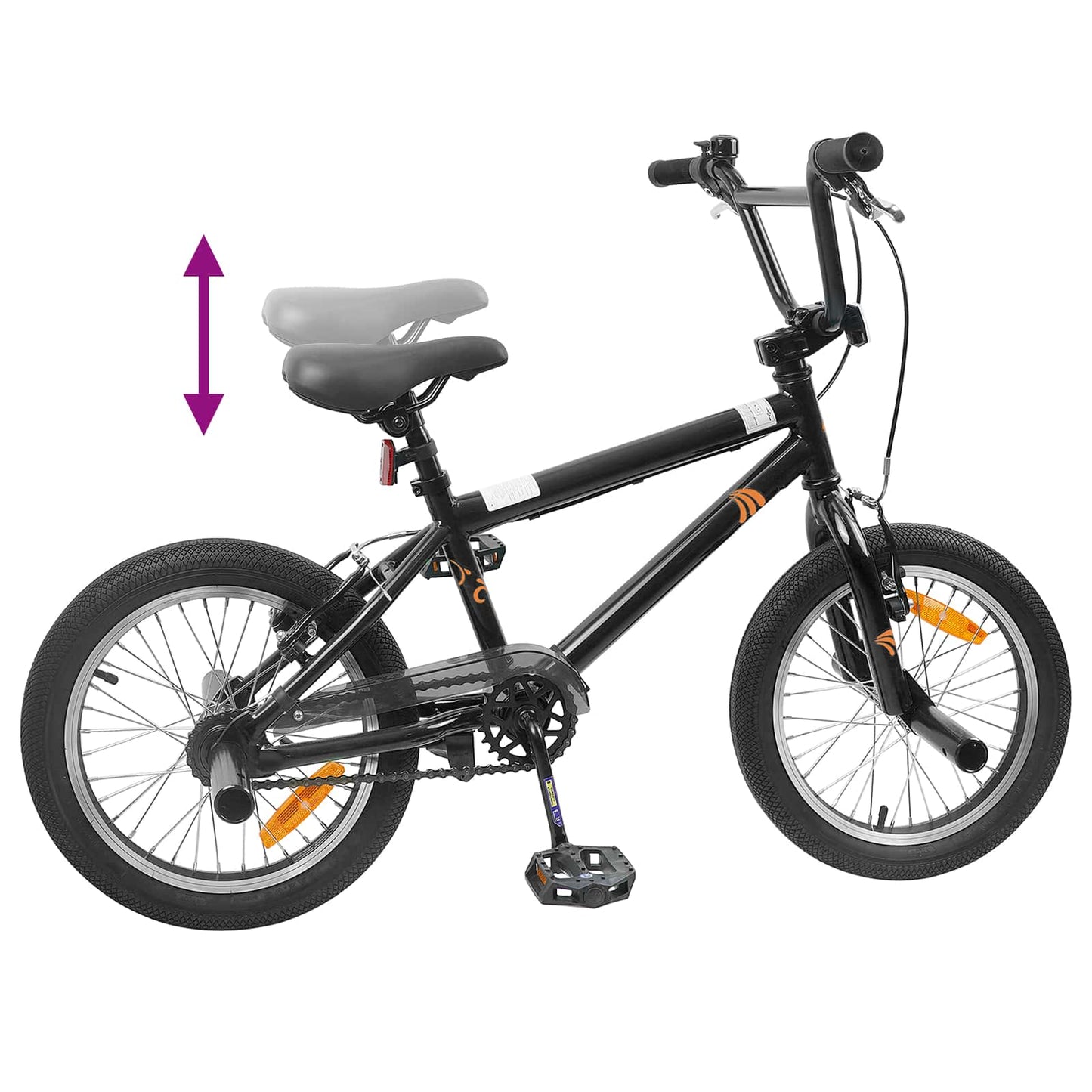 BMX Bike 16 Inches for 5-8 Years Old Black