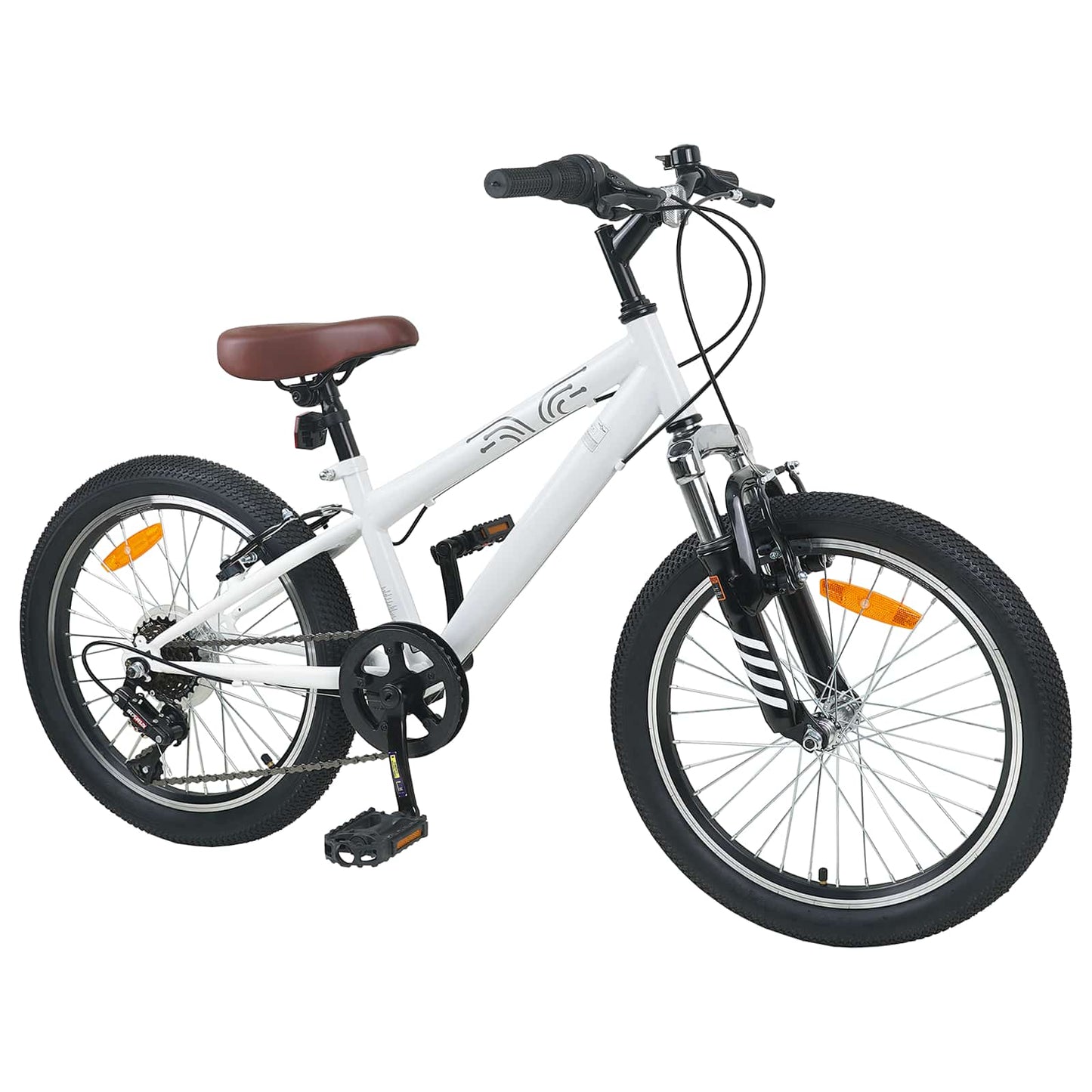 Mountain Bike 20 Inches 6-Speed for 5-8 Years Old White