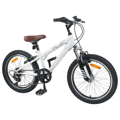 Mountain Bike 20 Inches 6-Speed for 5-8 Years Old White