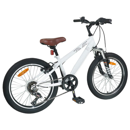 Mountain Bike 20 Inches 6-Speed for 5-8 Years Old White