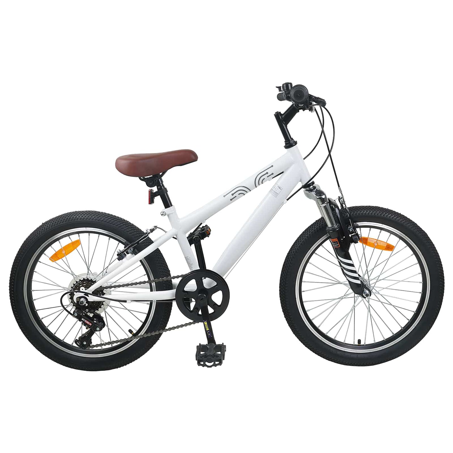 Mountain Bike 24 Inches 6-Speed for 8-12 Years Old White