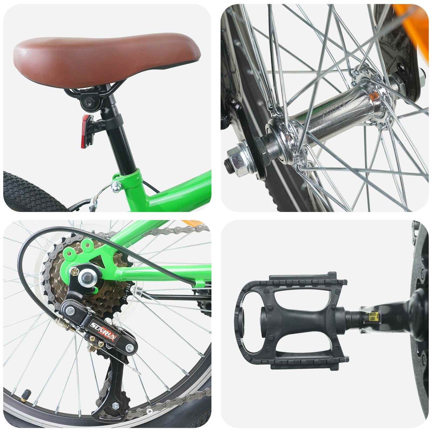 Mountain Bike 20 Inches 6-Speed for 5-8 Years Old Green