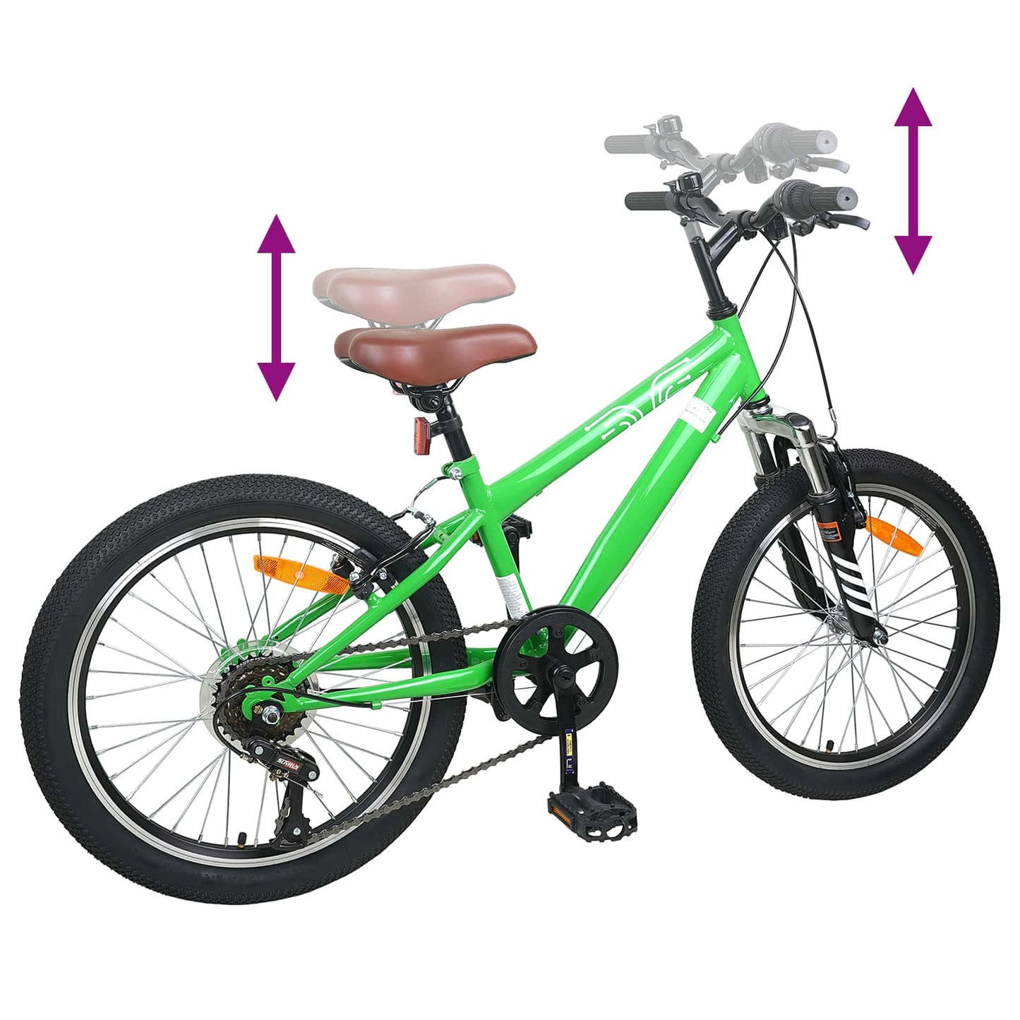 Mountain Bike 20 Inches 6-Speed for 5-8 Years Old Green