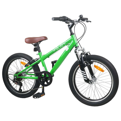 Mountain Bike 24 Inches 6-Speed for 8-12 Years Old Green