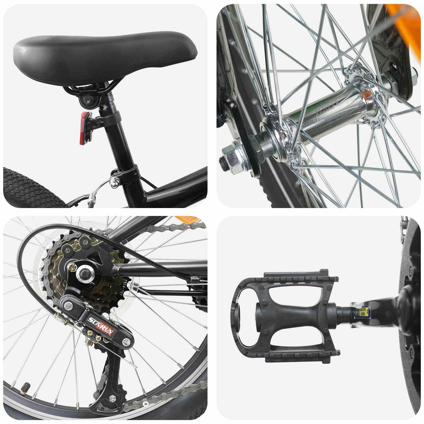 Mountain Bike 20 Inches 6-Speed for 5-8 Years Old Black