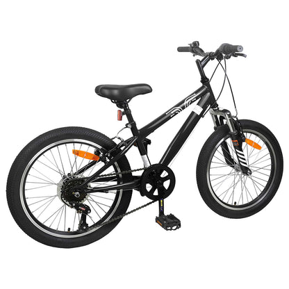Mountain Bike 20 Inches 6-Speed for 5-8 Years Old Black