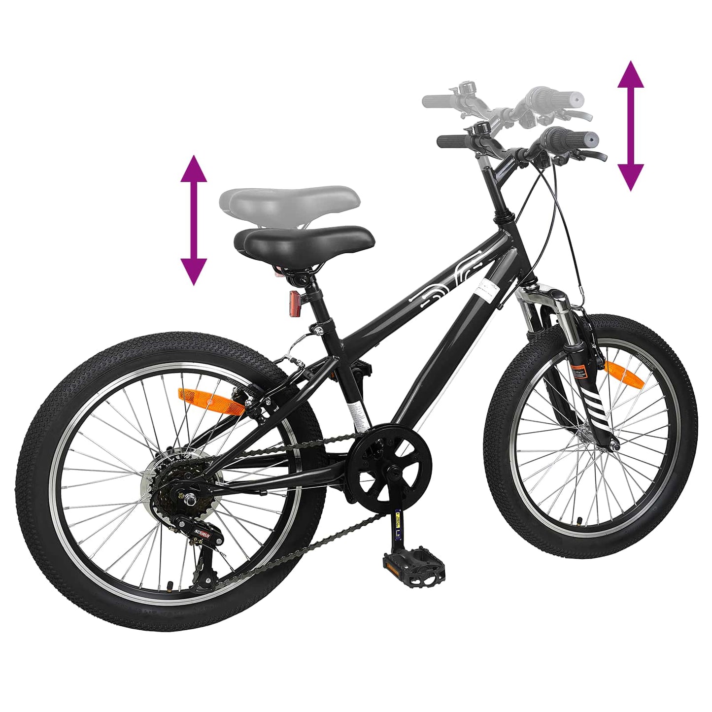 Mountain Bike 20 Inches 6-Speed for 5-8 Years Old Black