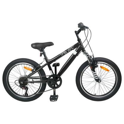 Mountain Bike 20 Inches 6-Speed for 5-8 Years Old Black