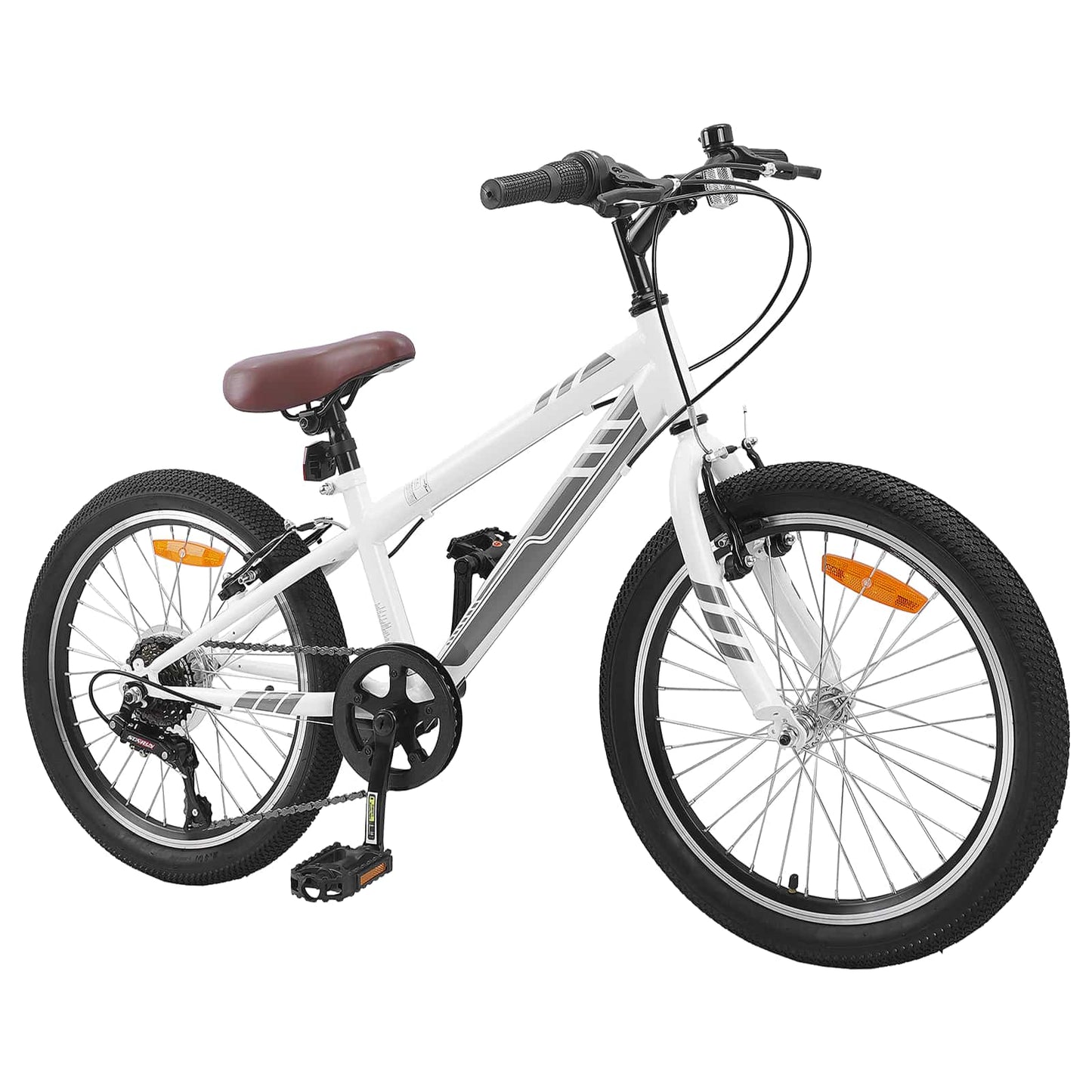 Mountain Bike 20 Inches 6-Speed for 5-8 Years Old White