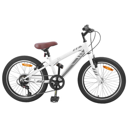 Mountain Bike 20 Inches 6-Speed for 5-8 Years Old White