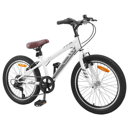 Mountain Bike 24 Inches 6-Speed for 8-12 Years Old White