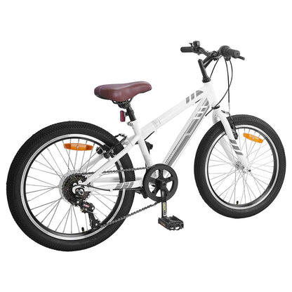 Mountain Bike 24 Inches 6-Speed for 8-12 Years Old White