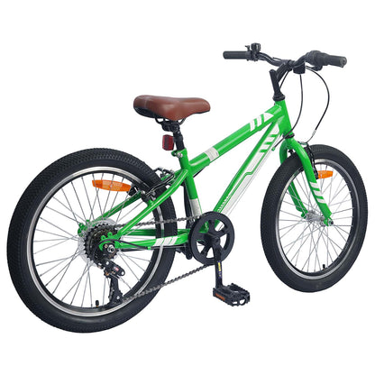 Mountain Bike 20 Inches 6-Speed for 5-8 Years Old Green