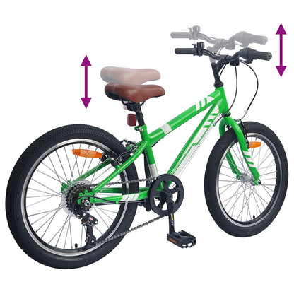Mountain Bike 20 Inches 6-Speed for 5-8 Years Old Green