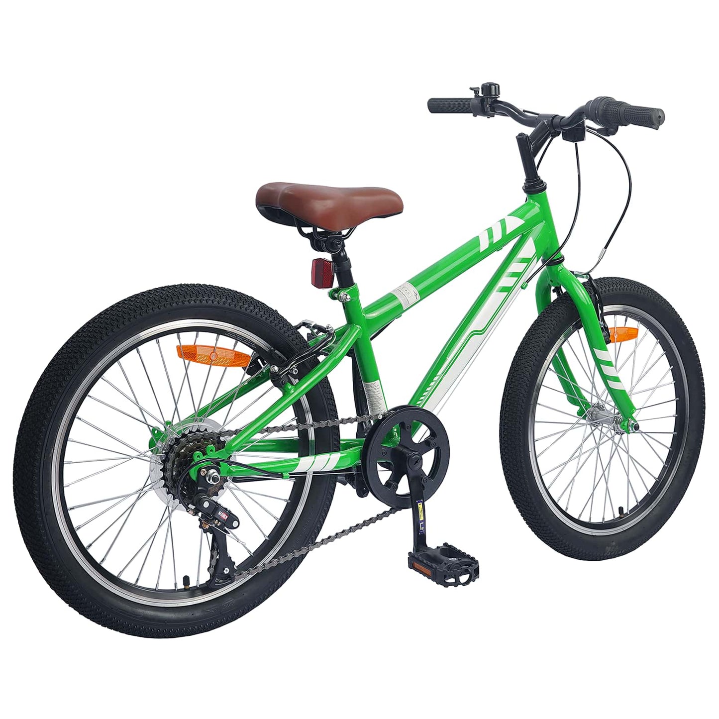 Mountain Bike 24 Inches 6-Speed for 8-12 Years Old Green