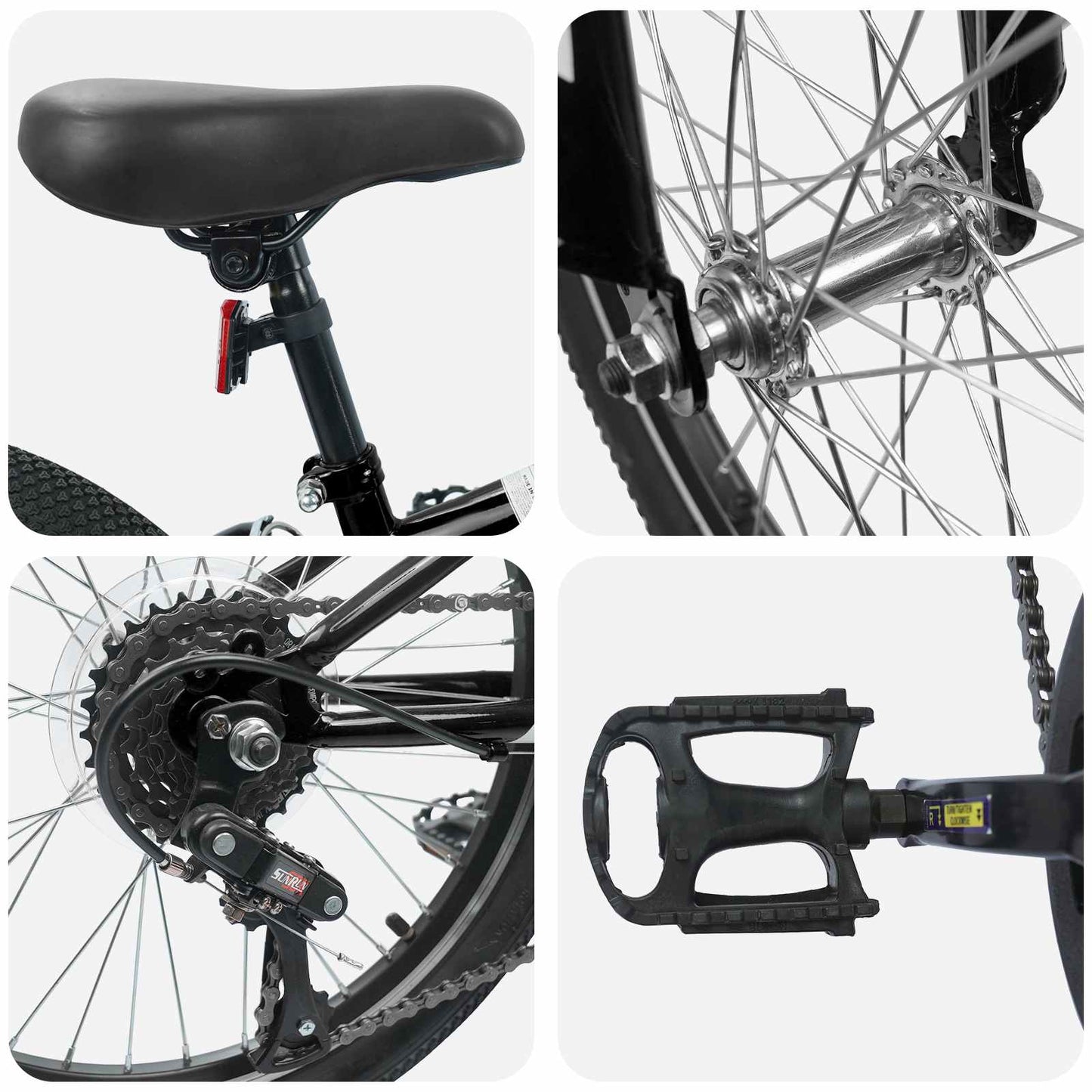 Mountain Bike 20 Inches 6-Speed for 5-8 Years Old Black