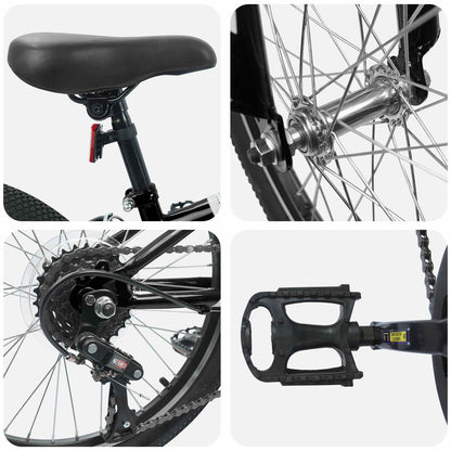 Mountain Bike 20 Inches 6-Speed for 5-8 Years Old Black