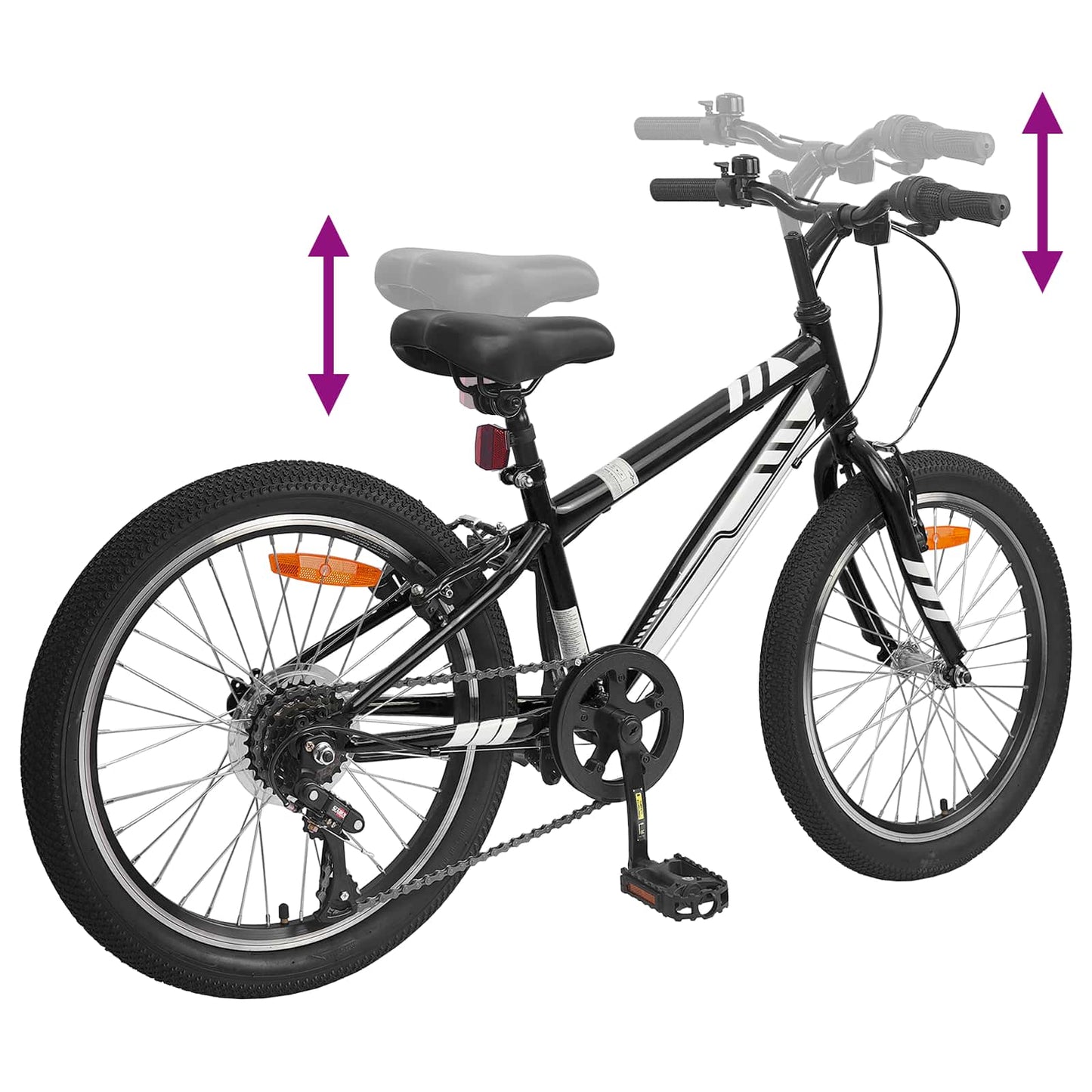 Mountain Bike 20 Inches 6-Speed for 5-8 Years Old Black