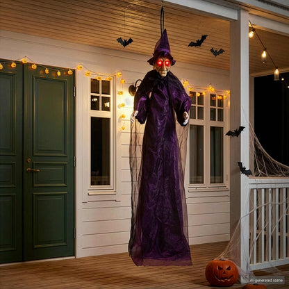 Hanging Halloween Talking Witch Purple 216 x 125 cm Polyester