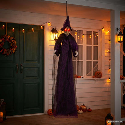 Hanging Halloween Talking Witch Purple 216 x 125 cm Polyester
