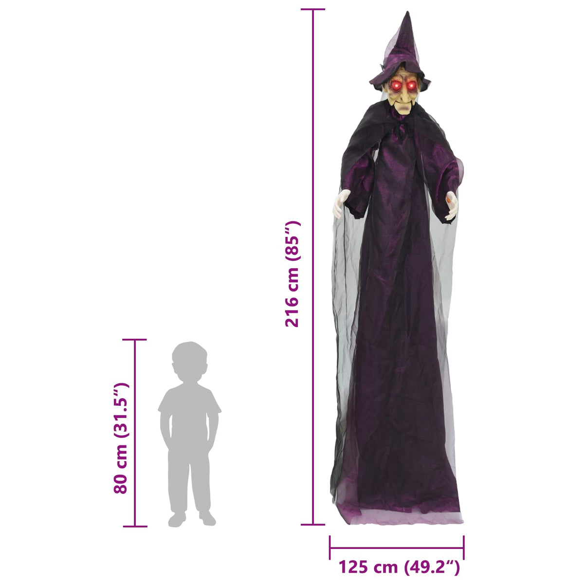 Hanging Halloween Talking Witch Purple 216 x 125 cm Polyester