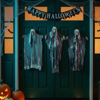 Halloween Hanging Ghost 3 pcs Black 66 x 110 cm Polyester