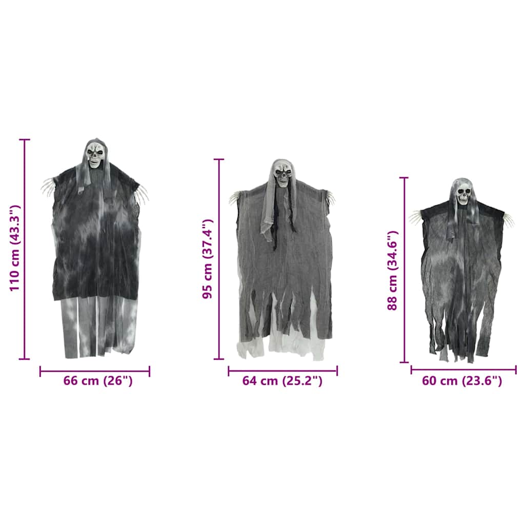 Halloween Hanging Ghost 3 pcs Black 66 x 110 cm Polyester