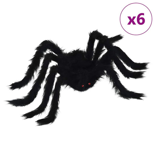 Halloween Spider Decoration 6 pcs Black 75 cm