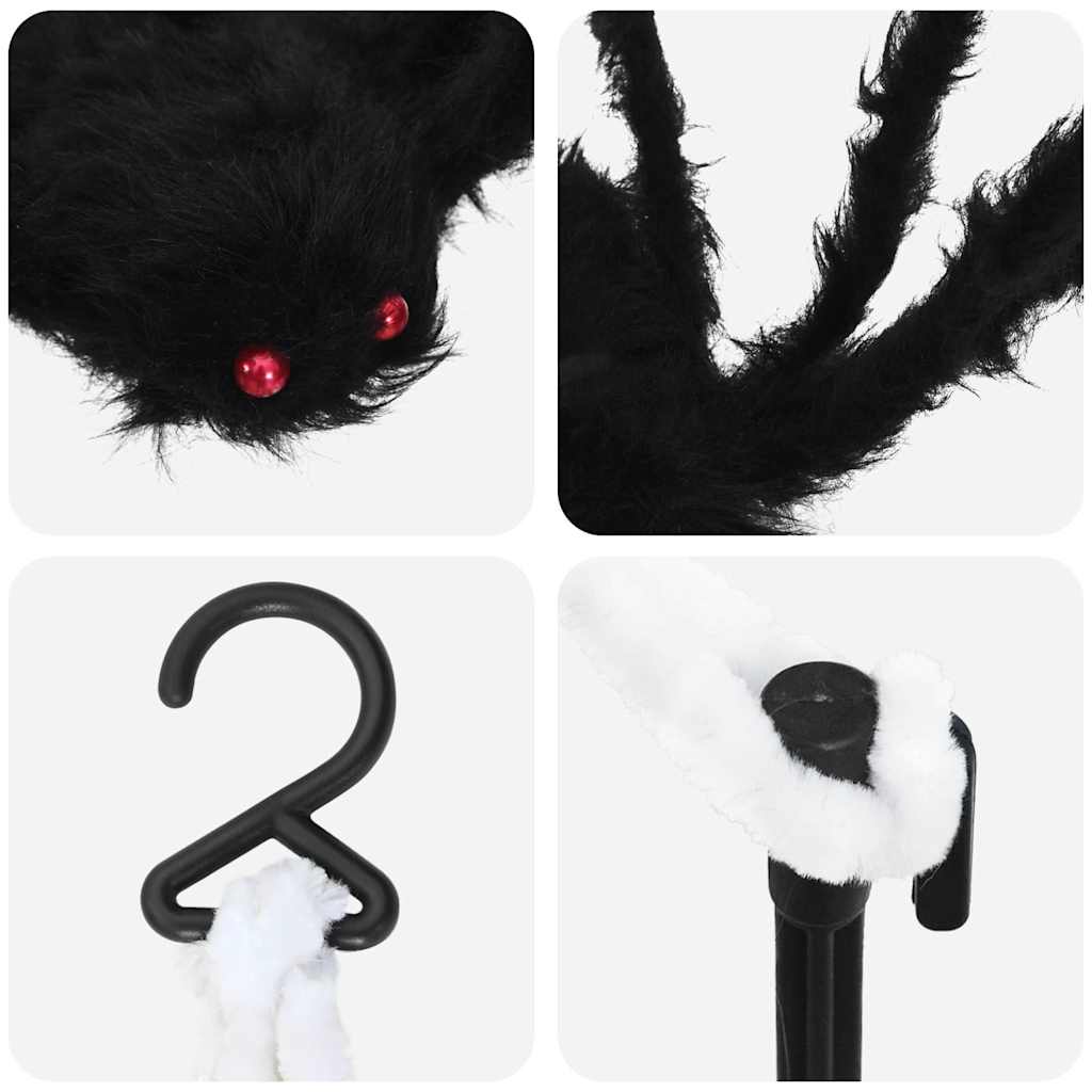 Halloween Spider Decoration with Webs 2 pcs Black and white