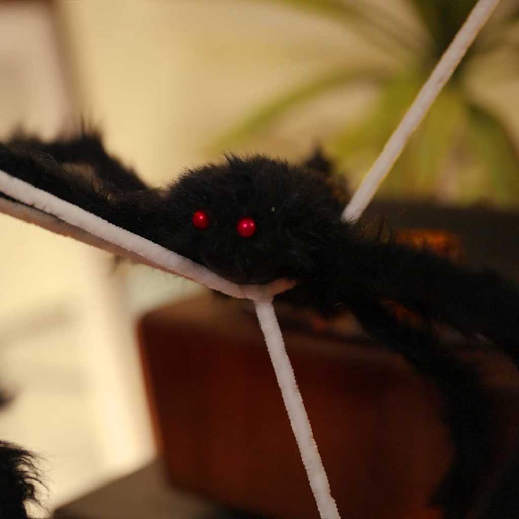 Halloween Spider Decoration with Webs 2 pcs Black and white