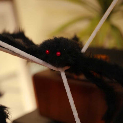 Halloween Spider Decoration with Webs 2 pcs Black and white