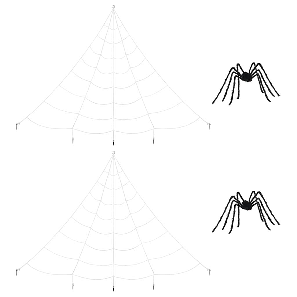 Halloween Spider Decoration with Webs 2 pcs Black and white