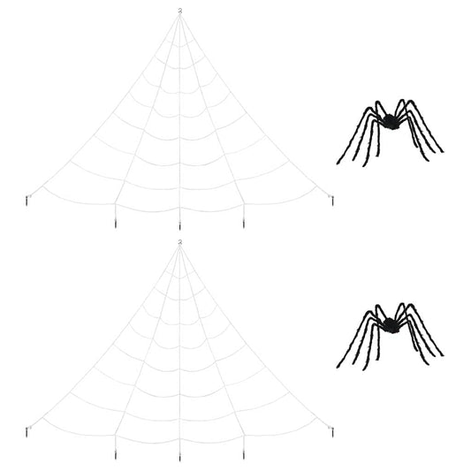 Halloween Spider Decoration with Webs 2 pcs Black and white