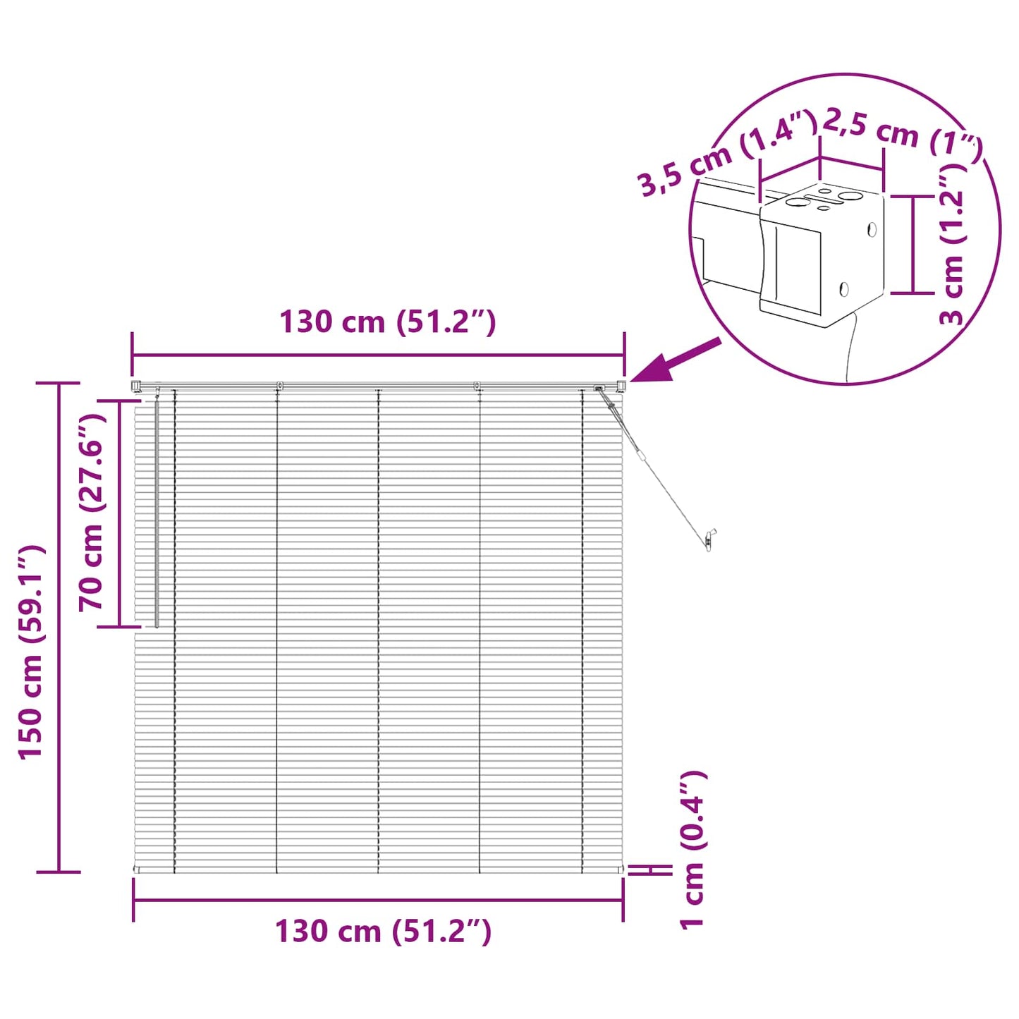 Venetian Blind White 150 x 130 cm 25 mm PVC