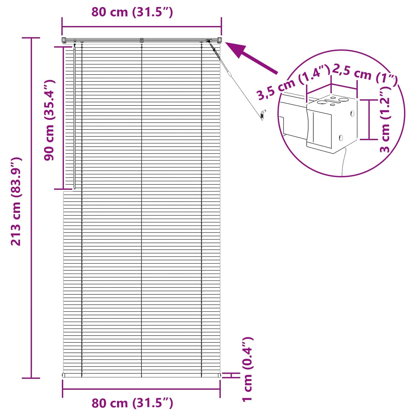Venetian Blind White 213 x 80 cm 25 mm PVC