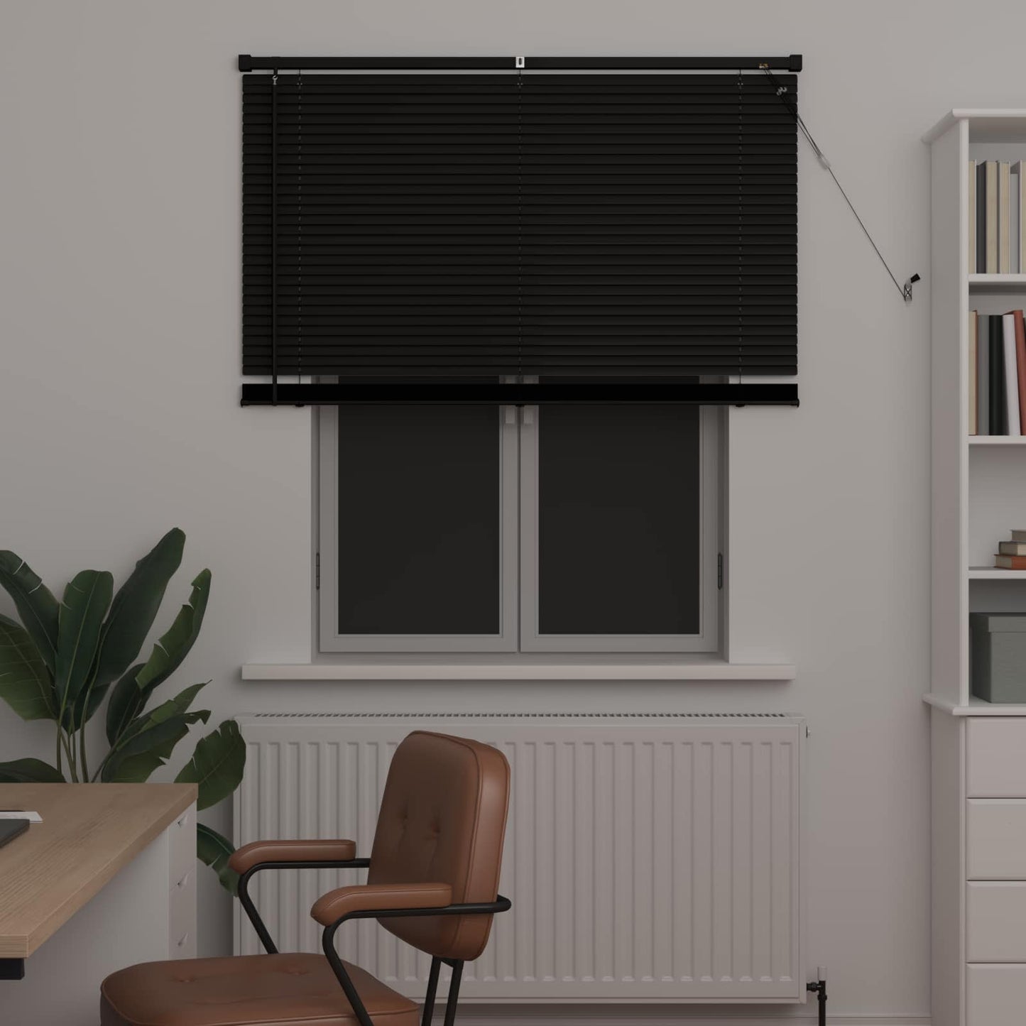 Venetian Blind Black 150 x 110 cm 25 mm PVC