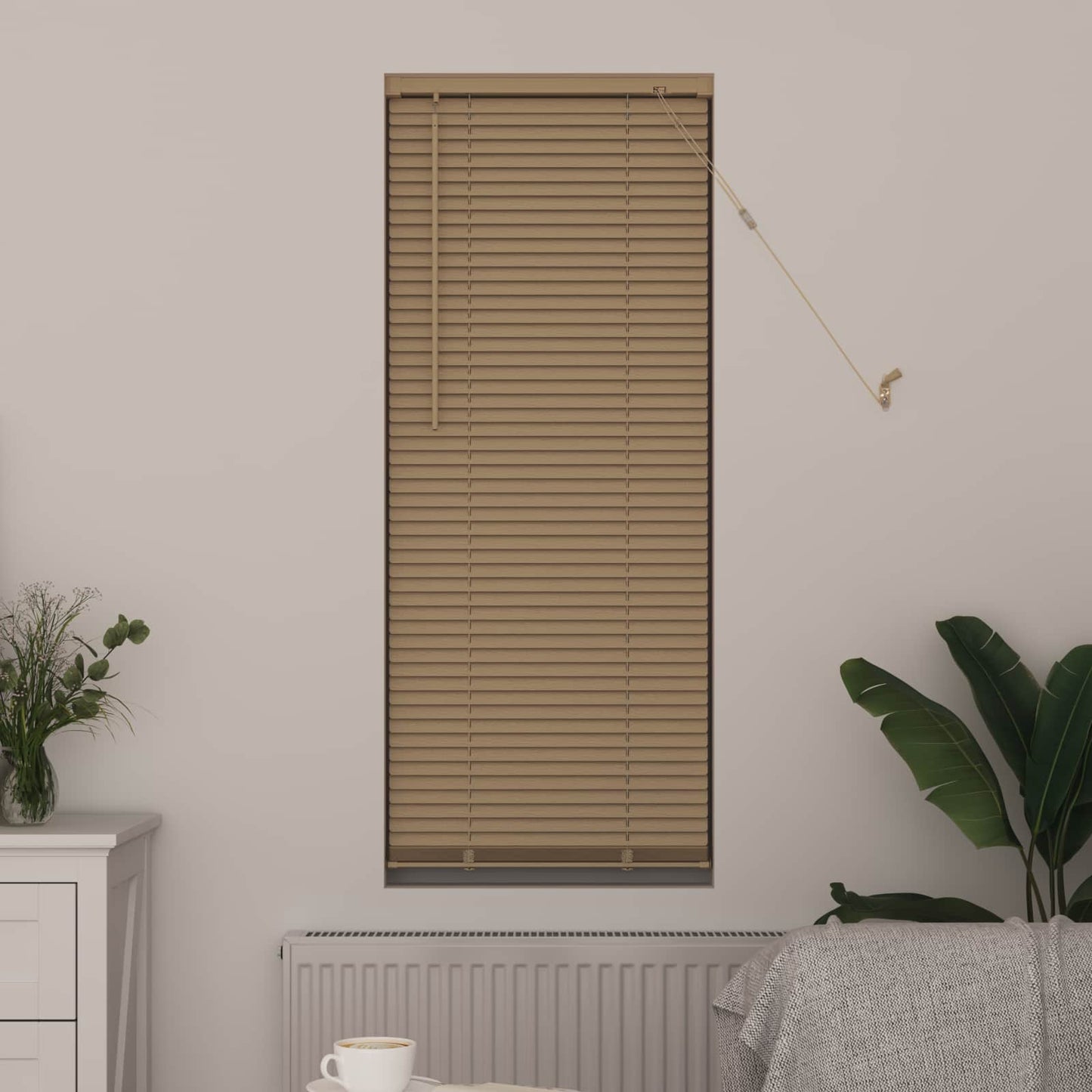 Venetian Blind Light Brown with Pattern 150 x 60 cm 25 mm PVC