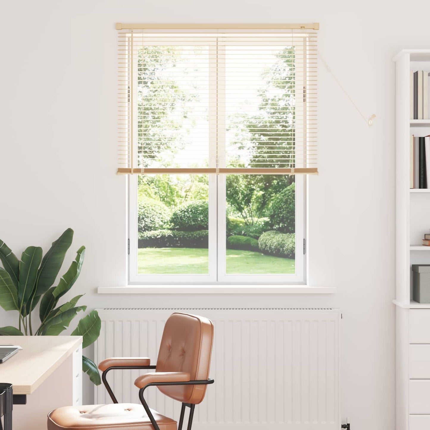 Venetian Blind Light Brown with Pattern 150 x 90 cm 25 mm PVC