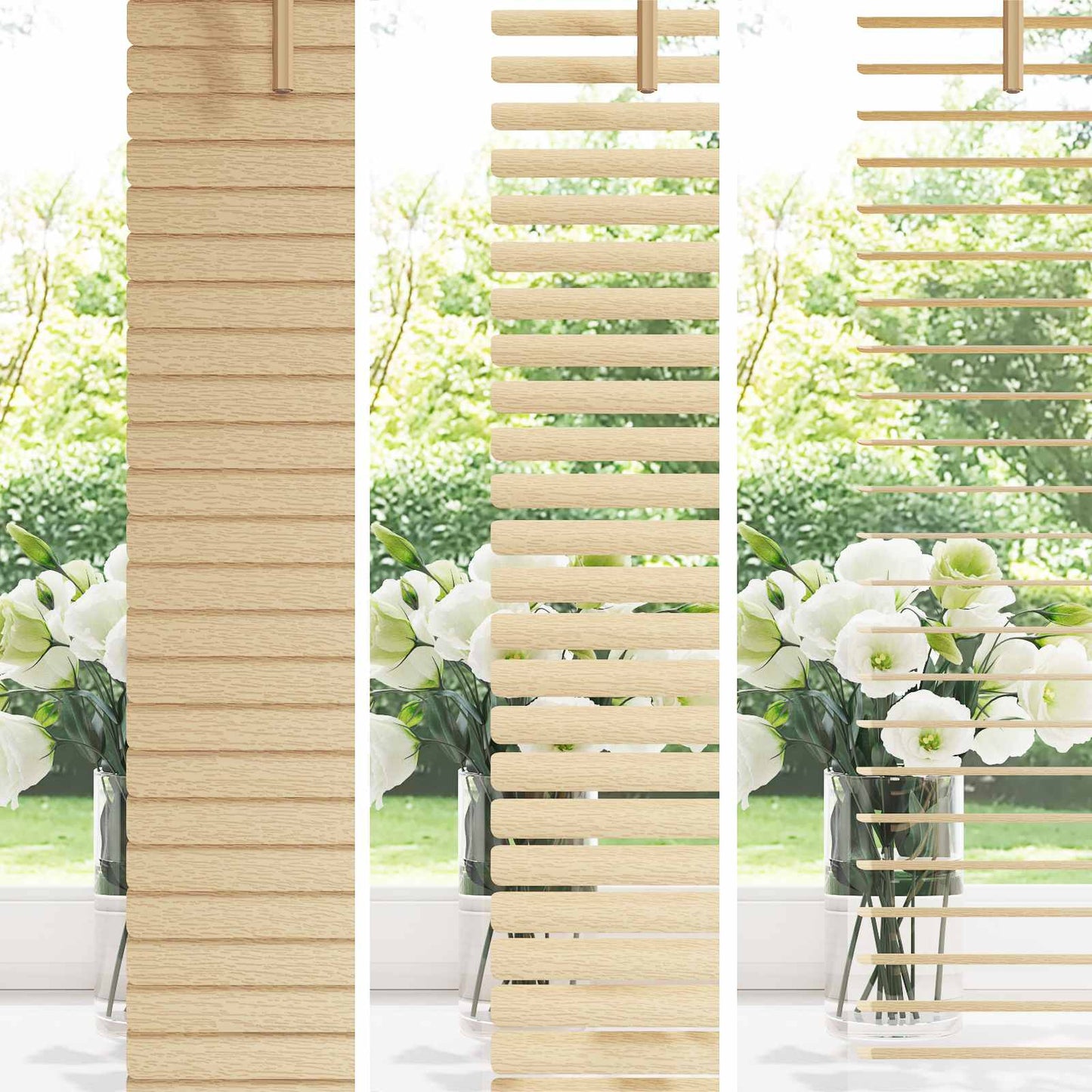 Venetian Blind Light Brown with Pattern 150 x 140 cm 25 mm PVC