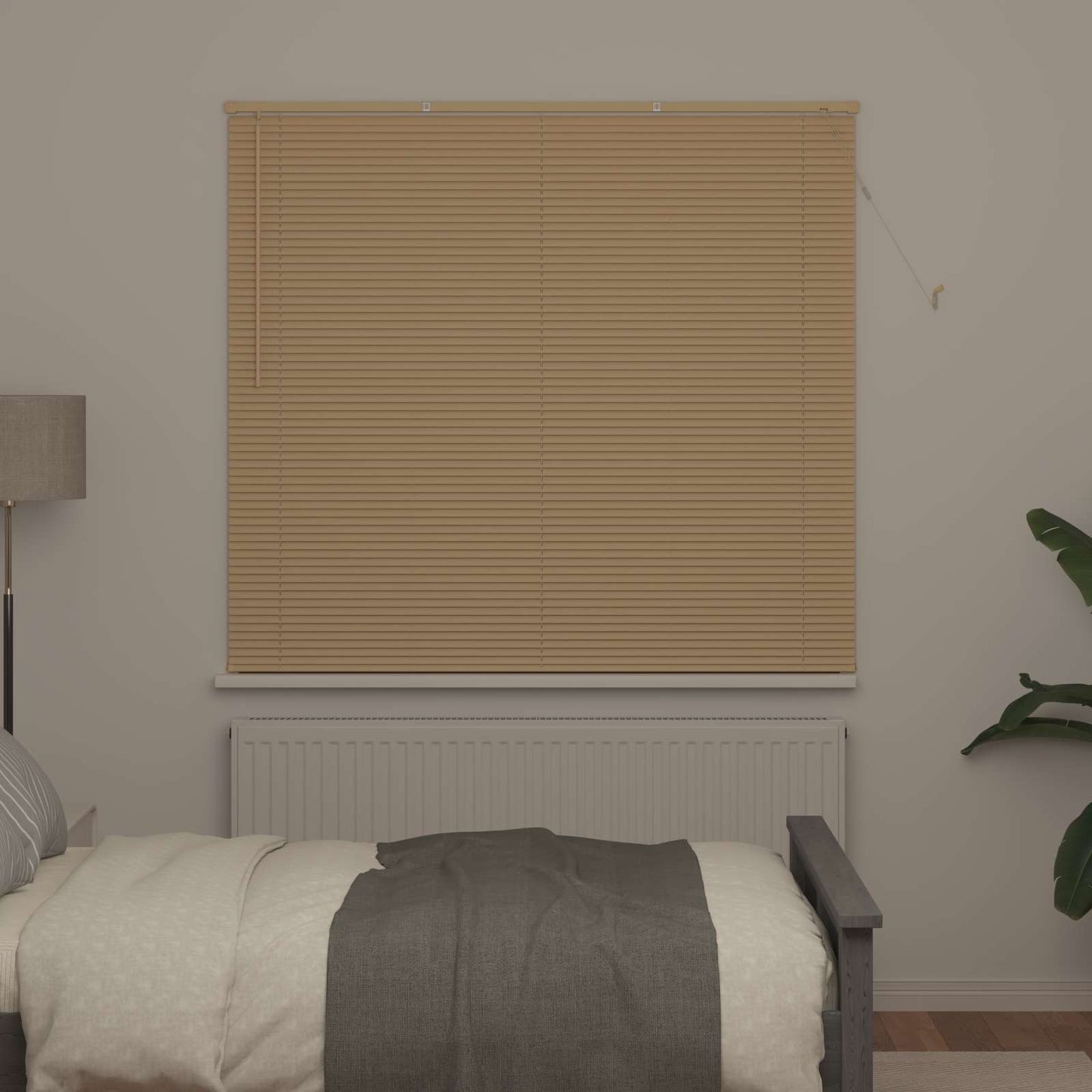Venetian Blind Light Brown with Pattern 150 x 160 cm 25 mm PVC