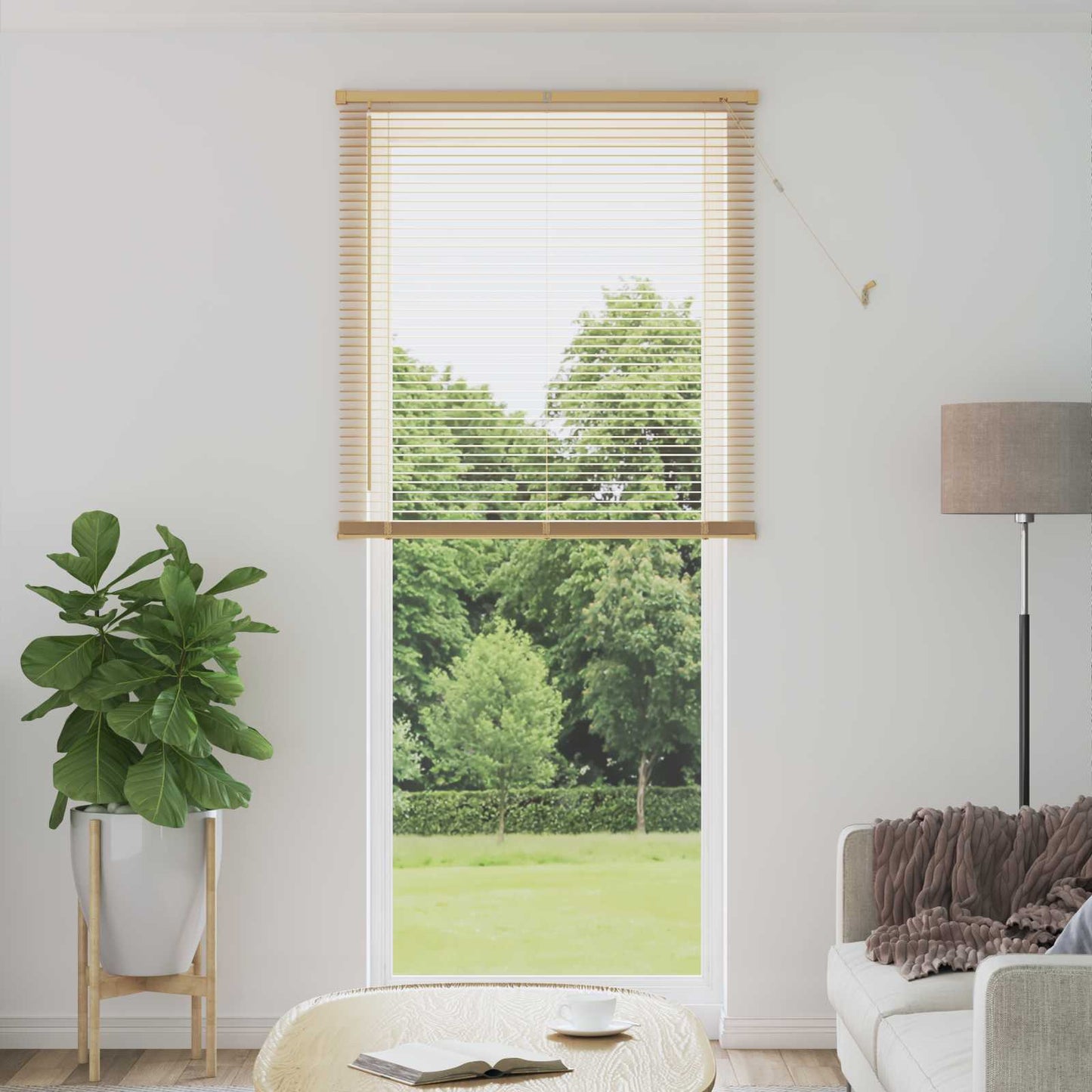 Venetian Blind Light Brown with Pattern 213 x 80 cm 25 mm PVC